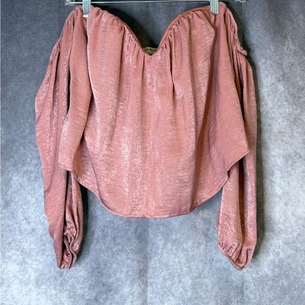 Fashion Nova Pink and Orange Ruched Blouse
